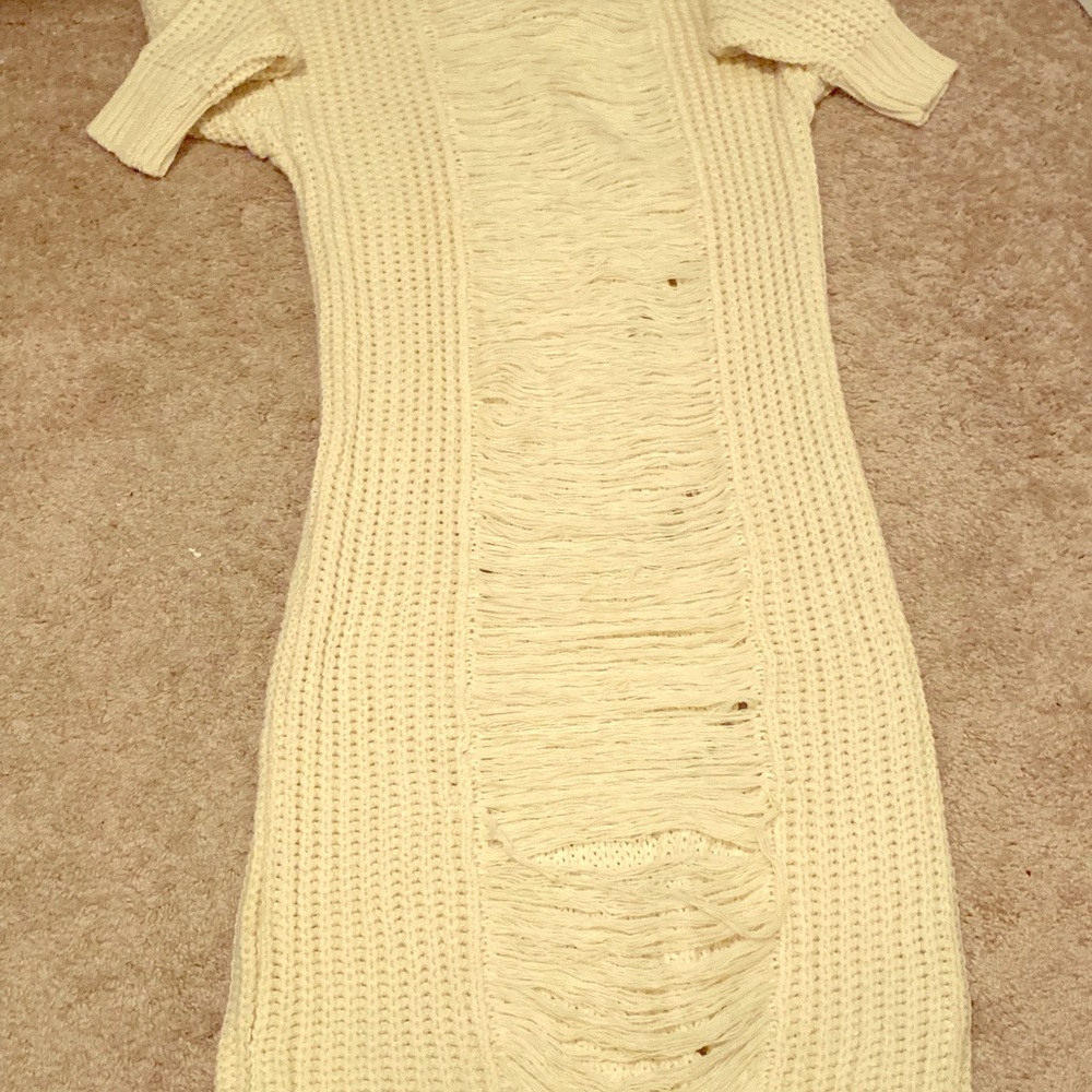 Ankle length distressed sweater dress